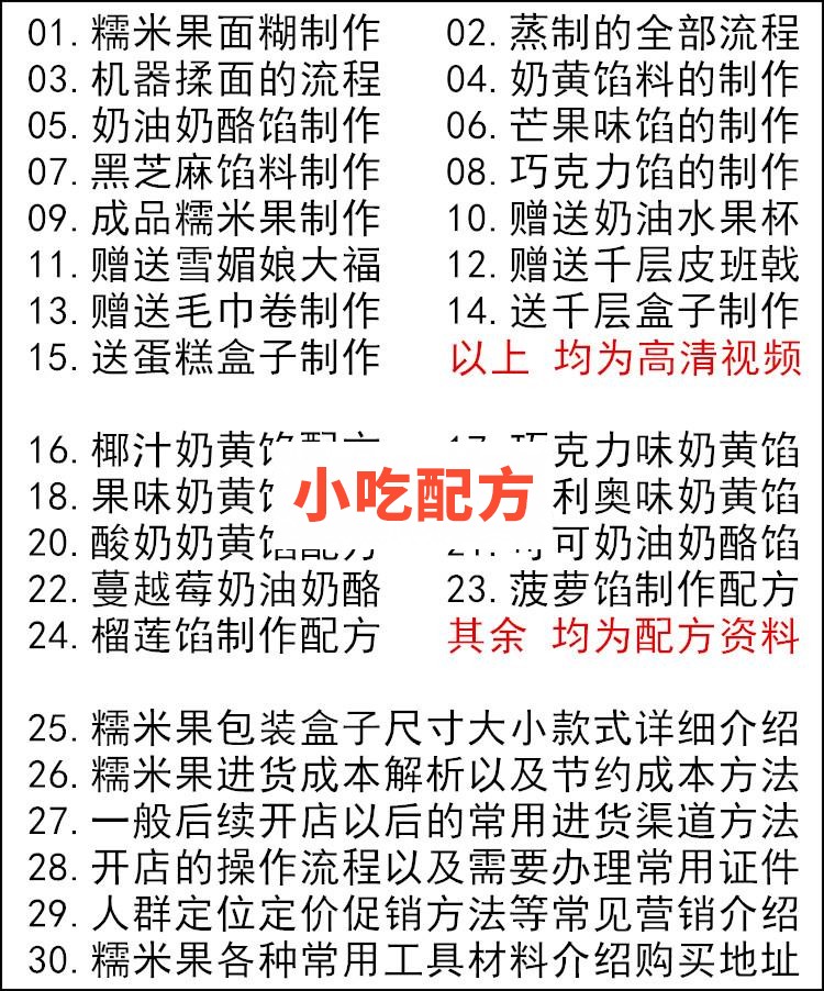 网红糯米果商用技术配方视频教程 小吃技术联盟配方资料